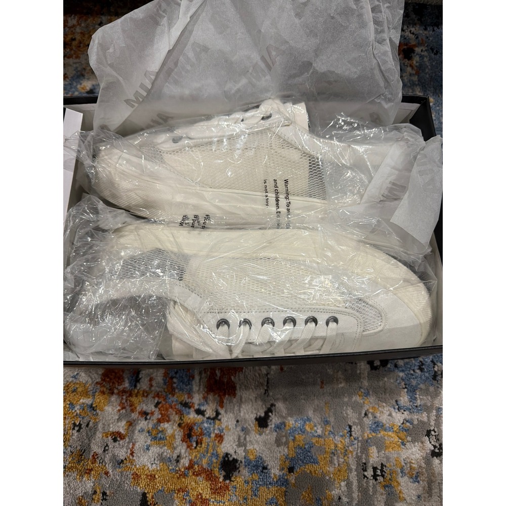 MIA White Mesh Platform Sneakers Womens Size 8.5 Low Top Lace Up Shoes New